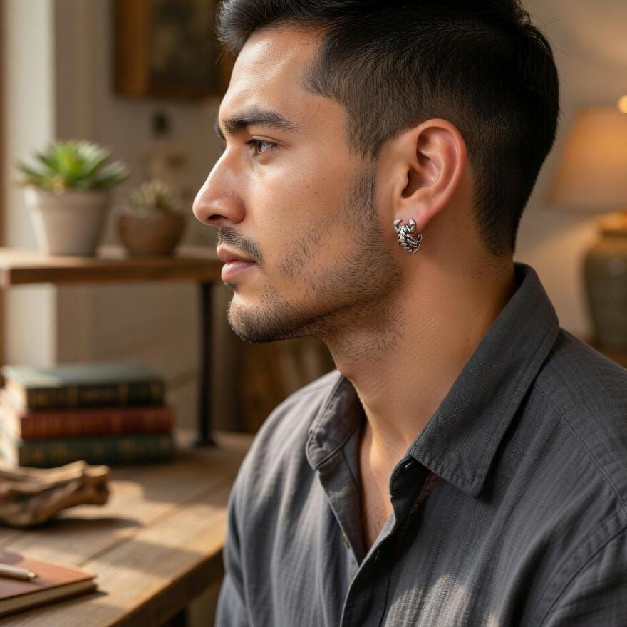 Mens Hoops Scorpion Earrings, Scorpion Hoop Earrings, Wrap Earrings Men, Gothic Earrings, Silver Mens Earrings, Edgy Mens Jewellery, A301 Firefly District - {{mens earrings}}