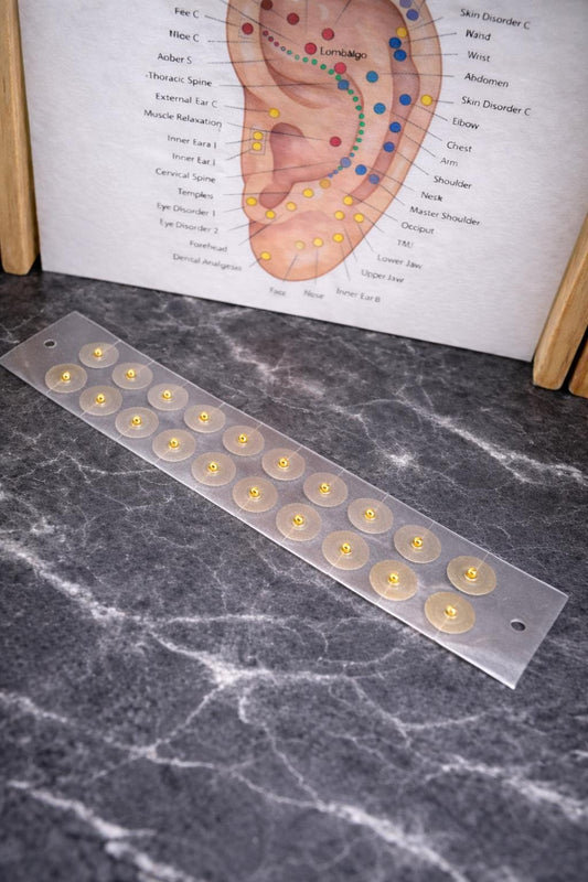 Ear Seeds, Acupressure Ear Seed Pack, Tiny Gold Ear Seeds for Pain Relief Chinese Medicine Migraine relief, back pain relief, neck pain Firefly District - {{mens earrings}}