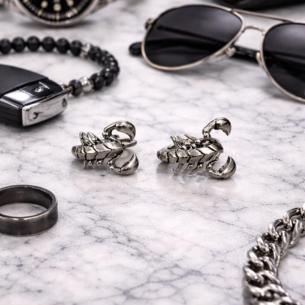 Mens Hoops Scorpion Earrings, Scorpion Hoop Earrings, Wrap Earrings Men, Gothic Earrings, Silver Mens Earrings, Edgy Mens Jewellery, A301 Firefly District - {{mens earrings}}