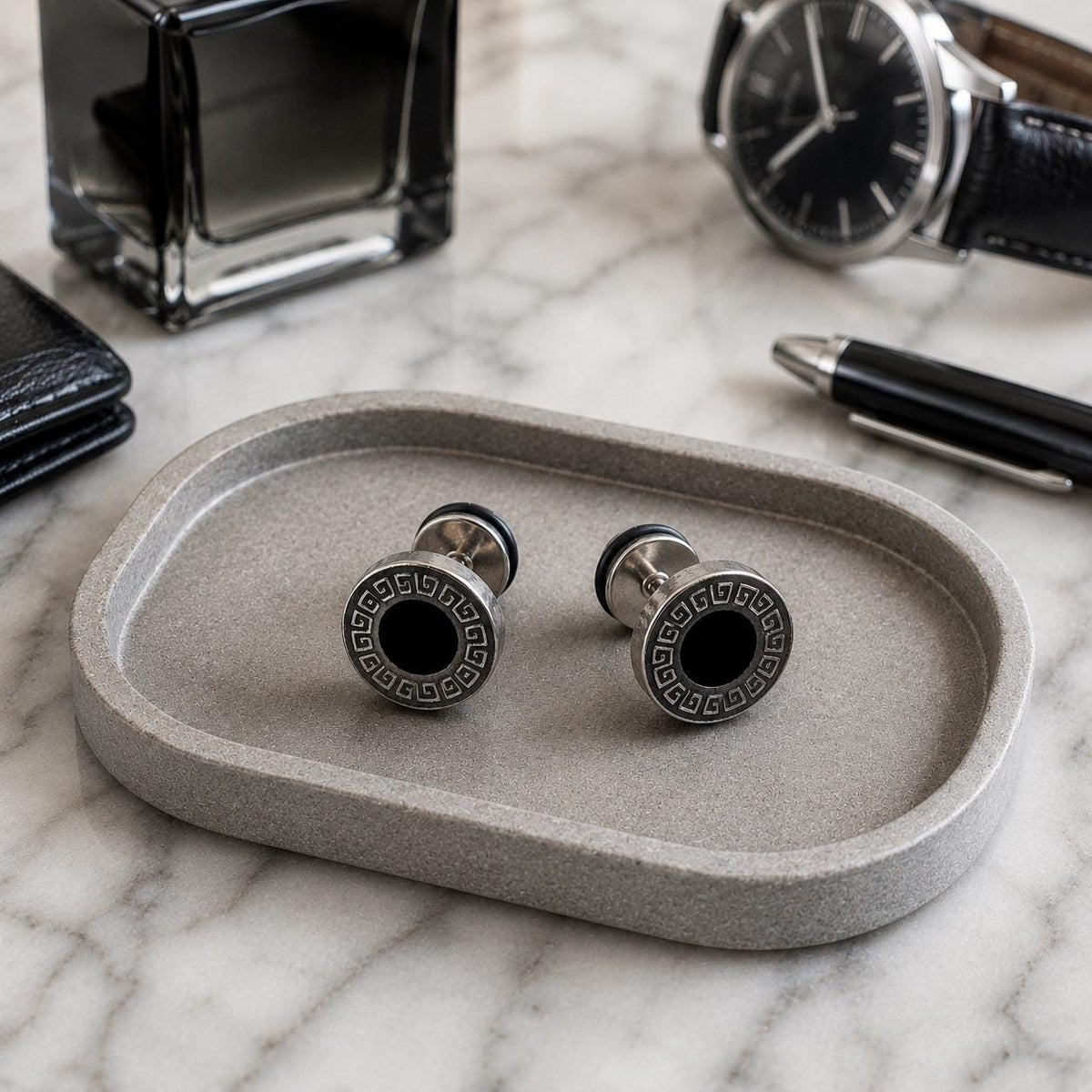 Flat Back Silver Stud Earrings, Men Earrings Flat Back Earrings Bar Minimalist Male Earring, Silver Mens Screwback Studs Earrings, A306 Firefly District - {{mens earrings}}