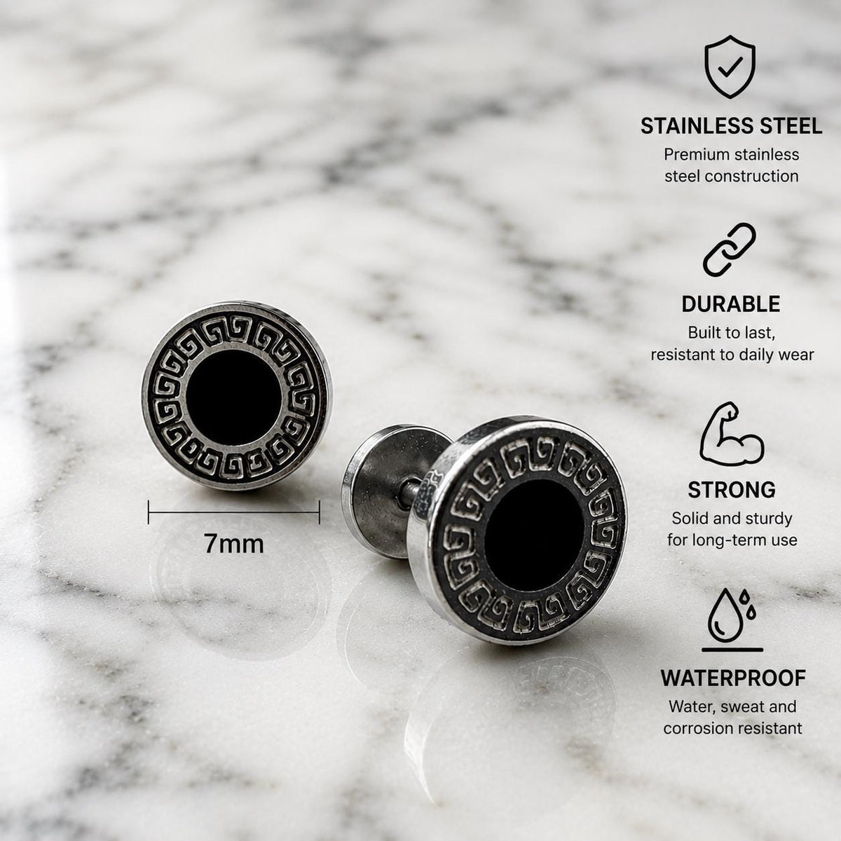 Flat Back Silver Stud Earrings, Men Earrings Flat Back Earrings Bar Minimalist Male Earring, Silver Mens Screwback Studs Earrings, A306 Firefly District - {{mens earrings}}
