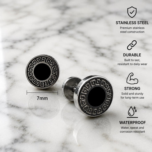Flat Back Silver Stud Earrings, Men Earrings Flat Back Earrings Bar Minimalist Male Earring, Silver Mens Screwback Studs Earrings, A306 Firefly District - {{mens earrings}}