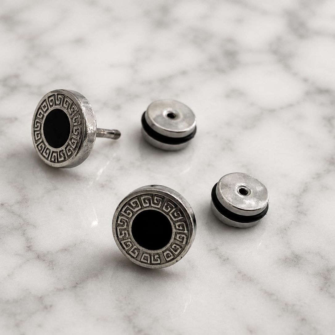 Flat Back Silver Stud Earrings, Men Earrings Flat Back Earrings Bar Minimalist Male Earring, Silver Mens Screwback Studs Earrings, A306 Firefly District - {{mens earrings}}