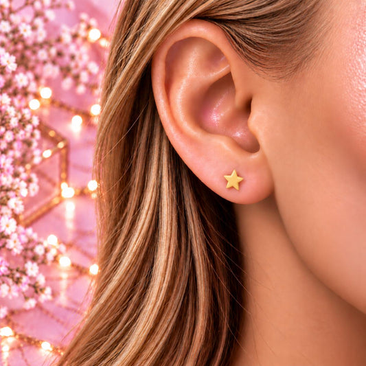 Yellow Star Stud Earrings, Stainless Steel Screw Back Earrings, Bright Yellow Star Earrings, Ball Back Studs, Colourful Earrings Firefly District - {{mens earrings}}
