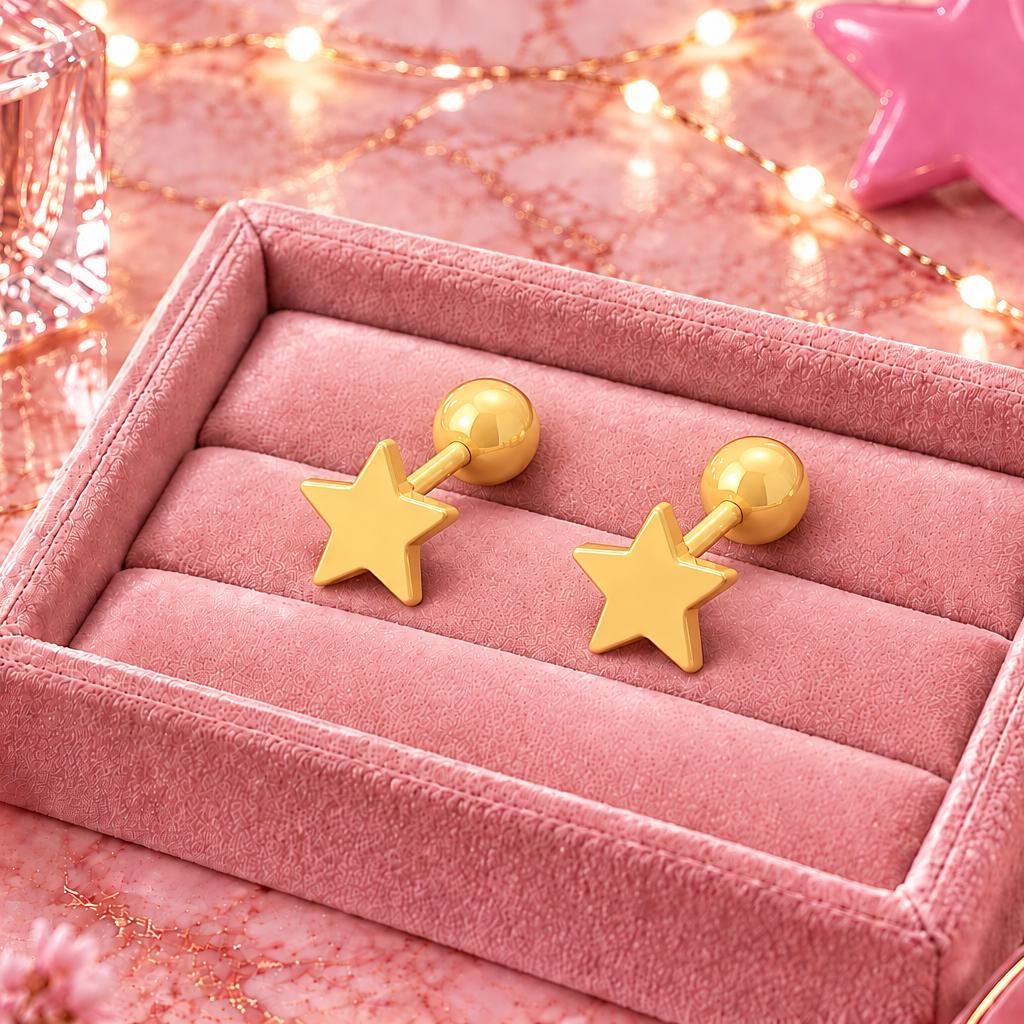 Yellow Star Stud Earrings, Stainless Steel Screw Back Earrings, Bright Yellow Star Earrings, Ball Back Studs, Colourful Earrings Firefly District - {{mens earrings}}