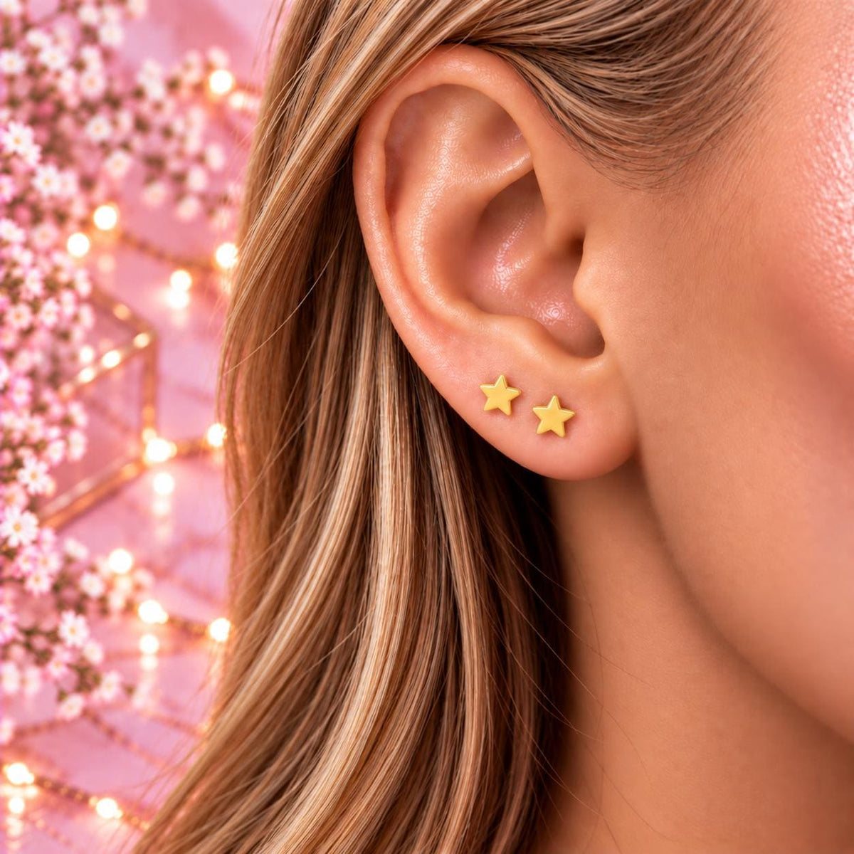 Yellow Star Stud Earrings, Stainless Steel Screw Back Earrings, Bright Yellow Star Earrings, Ball Back Studs, Colourful Earrings Firefly District - {{mens earrings}}