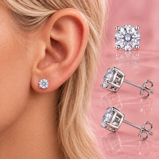 CZ Stud Earrings, Clear Crystal Studs, Stainless Steel Earrings, Diamond Look Stud Earrings, Minimalist Earrings, Gift for Her  A362 Firefly District - {{mens earrings}}