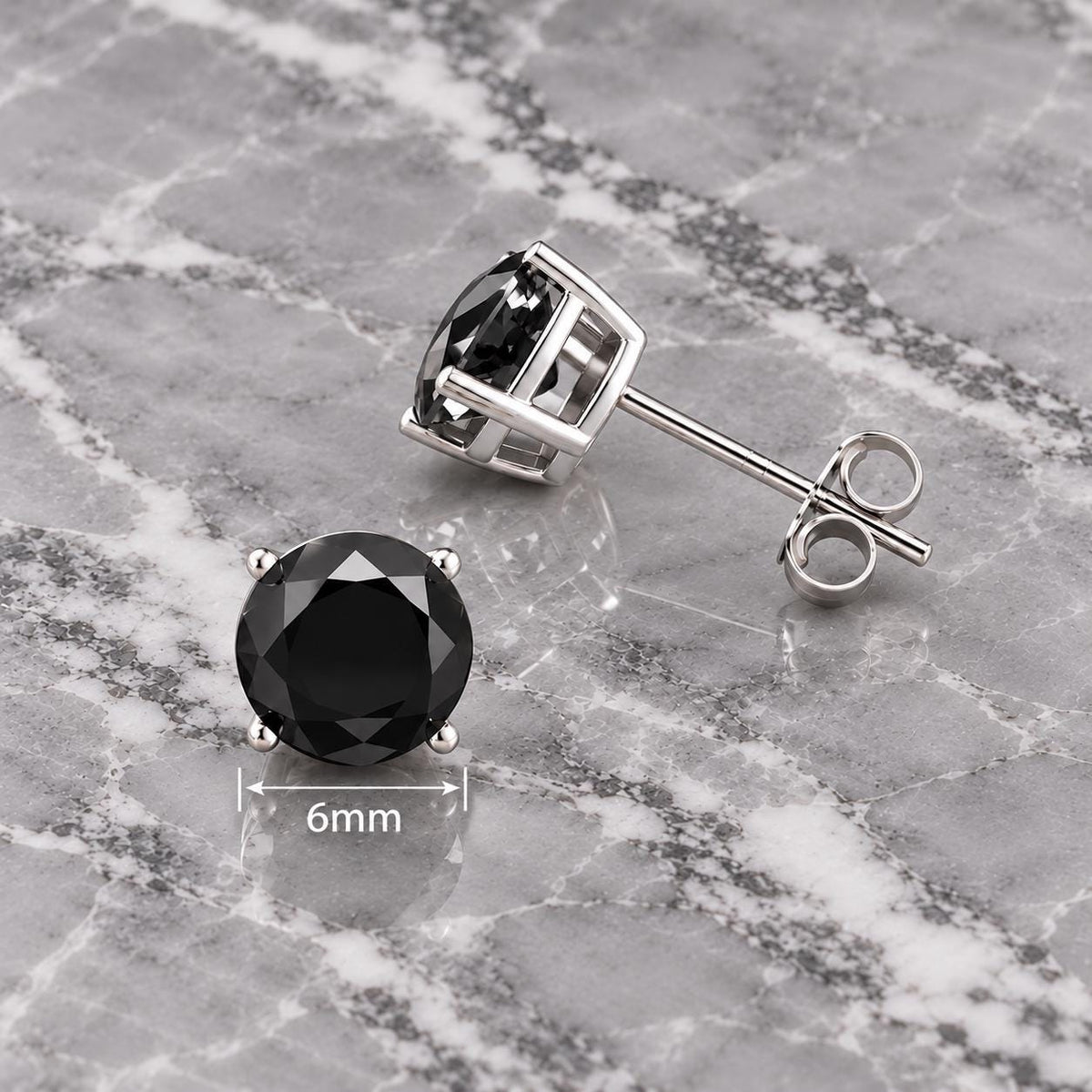 Black CZ Stud Earrings for Men, Stainless Steel Studs, Black Crystal Earrings, Minimalist Mens Earrings, Gothic Studs, Gift for Him,  A372 Firefly District - {{mens earrings}}