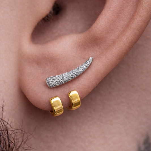 Manly Earrings - Silver and Gold Stud Earrings, Men, Edgy Male Earring, Silver Mens Earrings, Studs for Men, sword studs, A001 (Copy) The Funky Bird - {{mens earrings}}