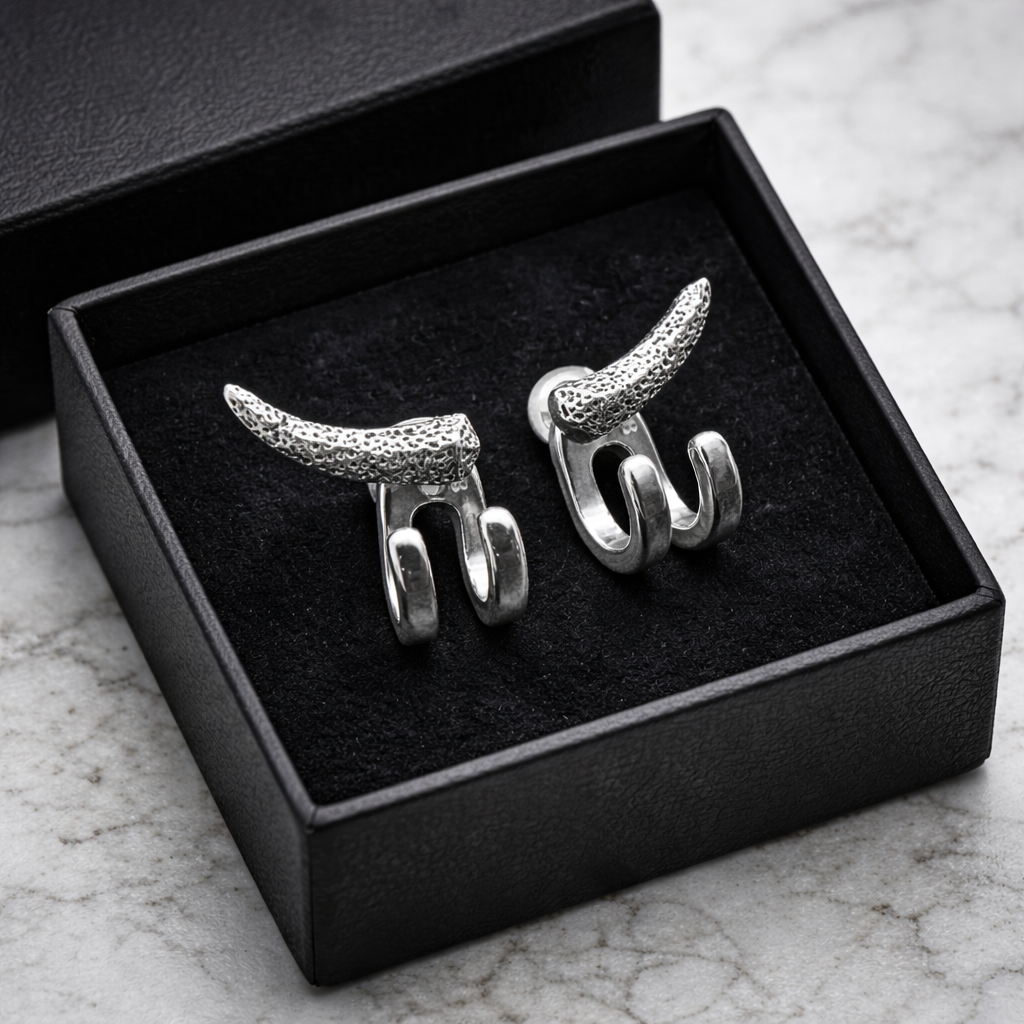 Mens Earrings - Silver Stud Earrings, Men, Minimalist Male Earring, edgy earrings, Mens Stud Earrings, Studs for Men, tick v hoop earrings The Funky Bird - {{mens earrings}}