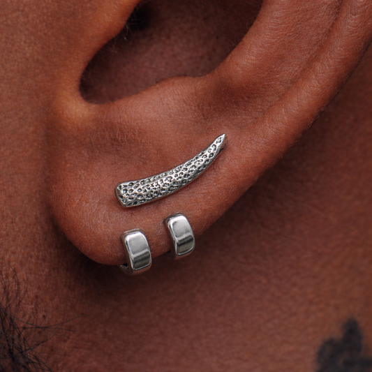 Mens Earrings - Silver Stud Earrings, Men, Minimalist Male Earring, edgy earrings, Mens Stud Earrings, Studs for Men, tick v hoop earrings The Funky Bird - {{mens earrings}}