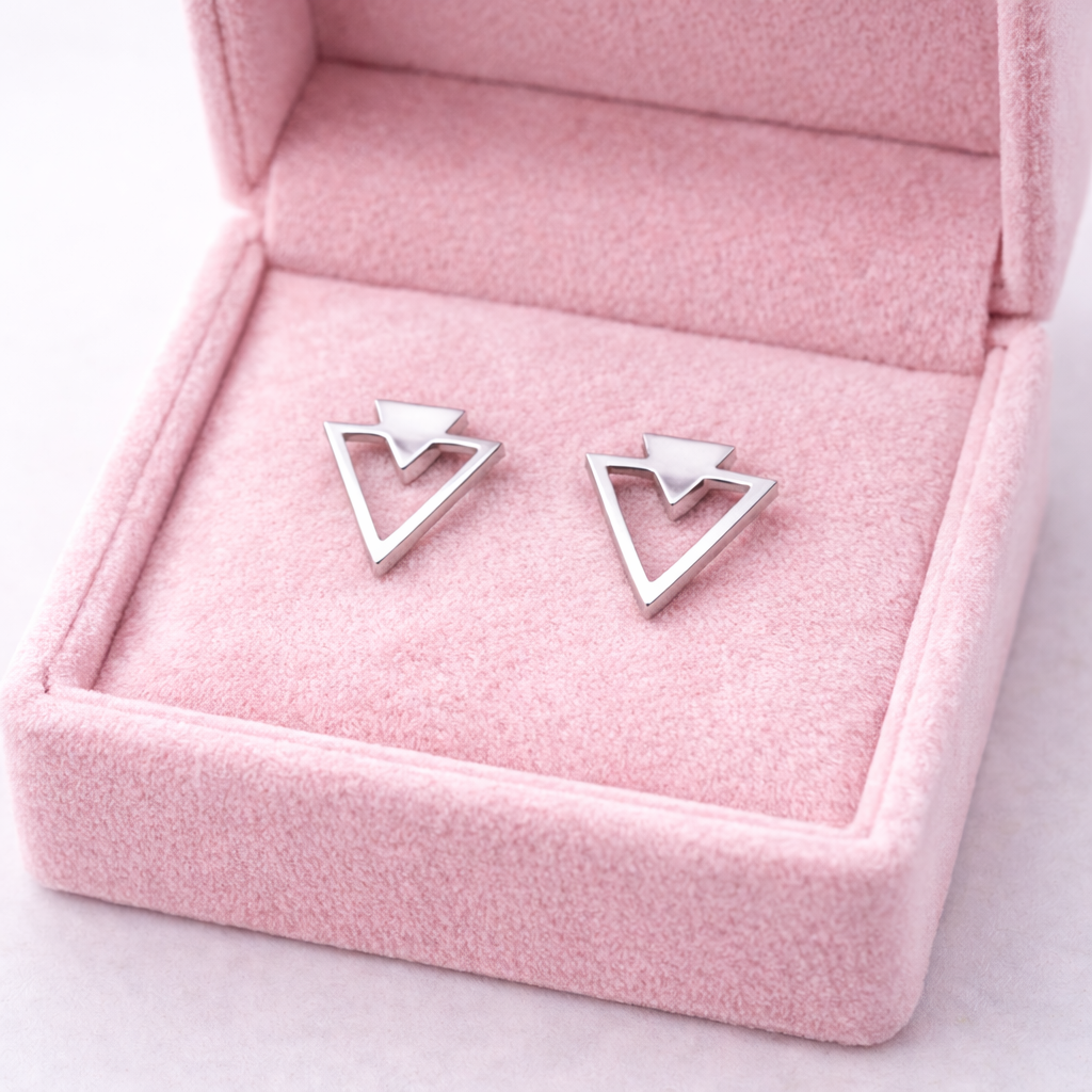Funky Silver Earrings - Edgy Silver Earrings, Triangle Earrings, Birthday, Party, Fun, Funky, Unique gift, A023 The Funky Bird - {{mens earrings}}
