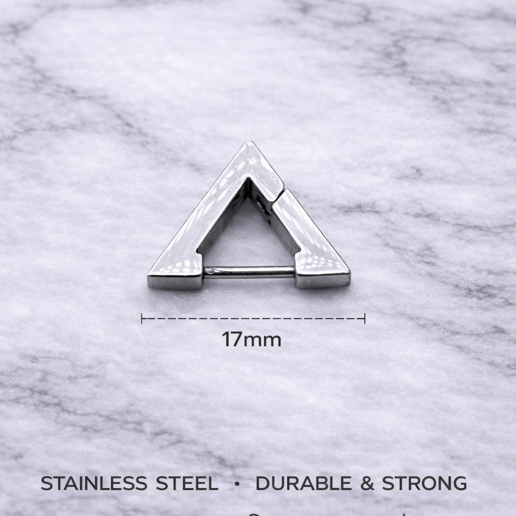 Silver Triangle Earring, Men, Minimalist Male Earring, Mens Earrings, Silver, Mens Stud Earrings, Single earring for Men, A130 The Funky Bird - {{mens earrings}}