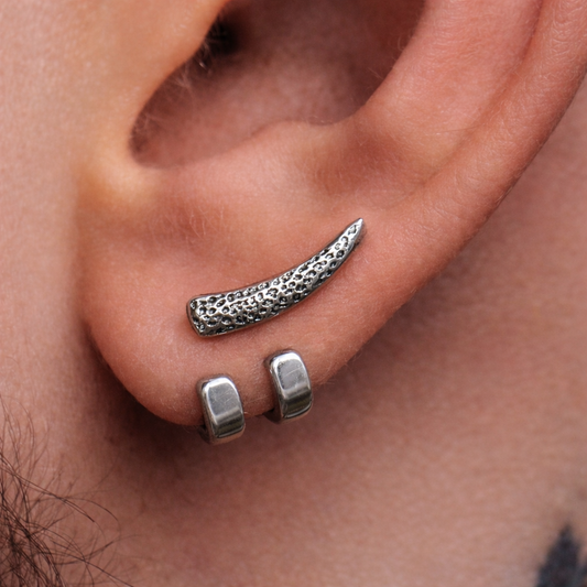 Manly Earrings - Silver Stud Earrings, Men, Edgy Male Earring, Silver Mens Earrings, Studs for Men, sword studs The Funky Bird - {{mens earrings}}