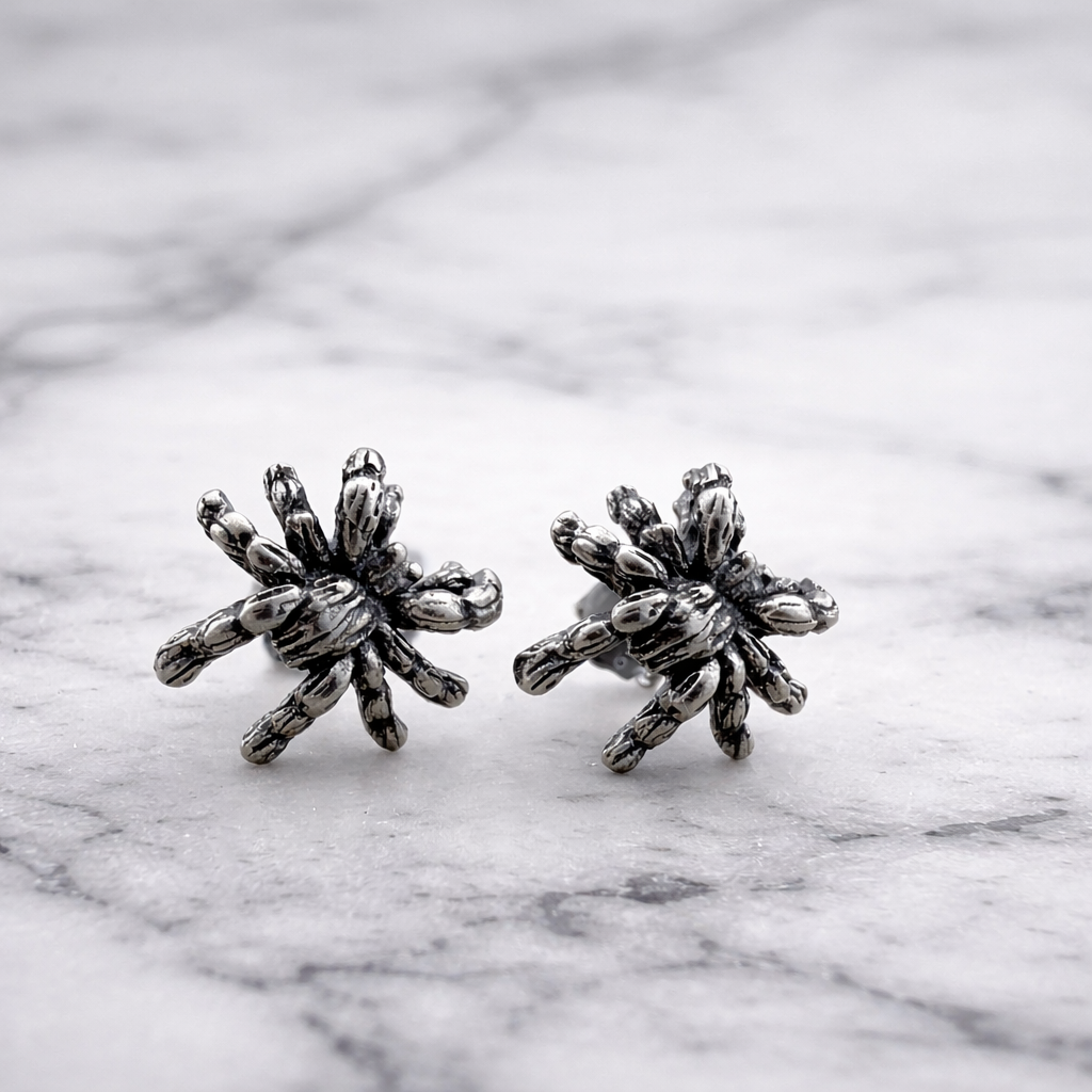 Spider Earrings - Silver Earrings, Spider Stud Earrings, Spider jewellery, Stud Earrings, Studs for Men, Women, Gothic, A367 The Funky Bird - {{mens earrings}}
