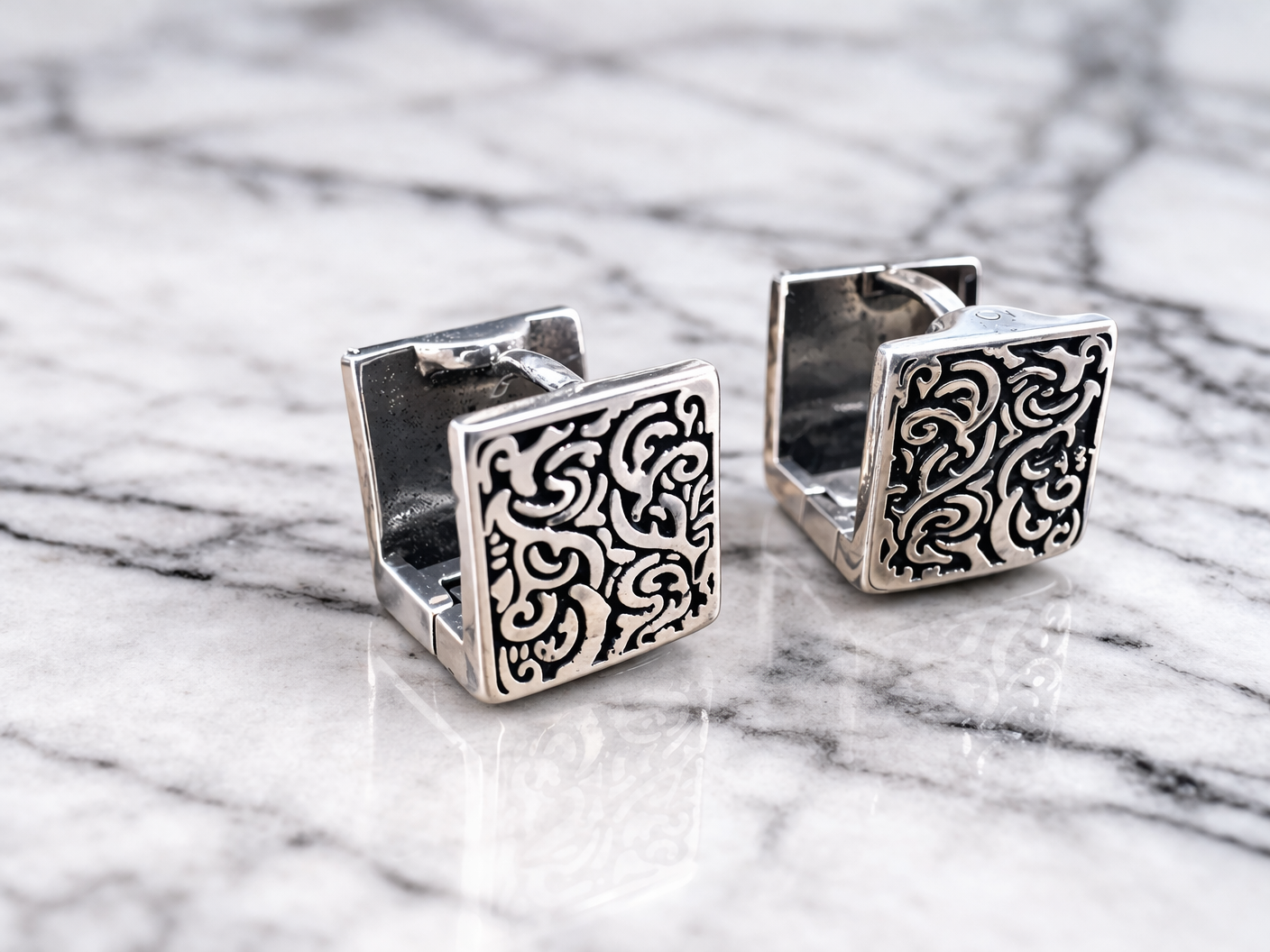 Mens Earrings - Square Hoop Earrings, Men, Edgy, Male Earring, Conch Earrings, Mens Hoop Earrings, Hoops for Men, Huggie, New Design, A375 Firefly District - {{mens earrings}}