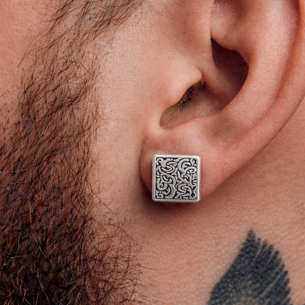 Mens Earrings - Square Hoop Earrings, Men, Edgy, Male Earring, Conch Earrings, Mens Hoop Earrings, Hoops for Men, Huggie, New Design, A375 Firefly District - {{mens earrings}}