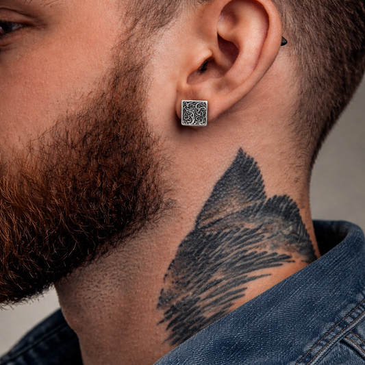 Mens Earrings - Square Hoop Earrings, Men, Edgy, Male Earring, Conch Earrings, Mens Hoop Earrings, Hoops for Men, Huggie, New Design, A375 Firefly District