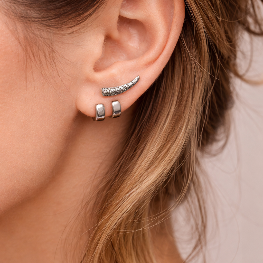 Women's Earrings - Silver Stud Earrings, Minimalist Women Earring, Gifts for Wife, Women's Stud Earrings, Studs for Women, Edgy earrings The Funky Bird - {{mens earrings}}